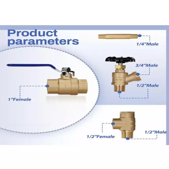 1"x 11"Well Pressure Tank Tee Kit with 40/60psi Pressure Switch, Brass