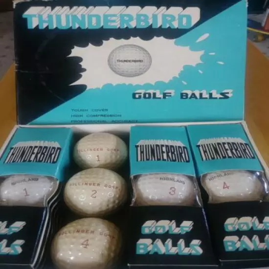 Mixed Lot of Golf Balls Thunderbird Box with Highland Balls Bollinger Corp Balls