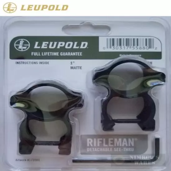 LEUPOLD Rifleman Detachable See-Thru 1" High Scope Rings 55880 FAST SHIP