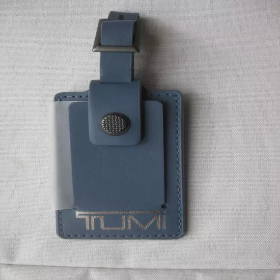 TUMI ID TAG, NEW, LIGHT BLUE, Silver Logo, 3 1/4" x 2 1/8"