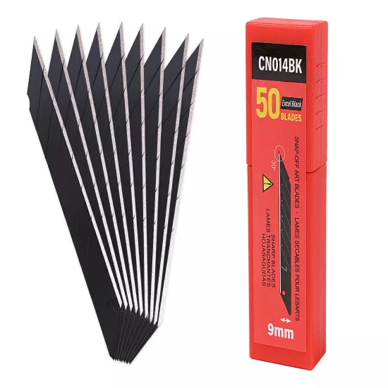 100 Pcs 9mm 30° Black Carbon Steel Snap Off Blades Window Tint Paper Cutter Knif