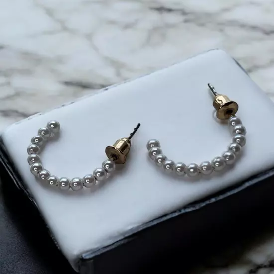 Faux Pearl Hoop Earrings