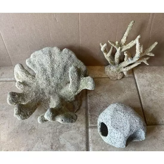 Lot of 3 Coral Reef Resin Aquarium Decor Holes Entrances Hideways