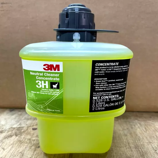 3M Neutral Floor Cleaner: 3H, Fits Twist 'n Fill Dispenser Series, 2 L, Fresh