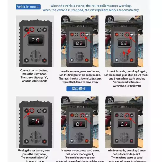 Black Powered Rat Deterrent Keep Mice Away From Car Ultrasonic Rats Repellent яχ