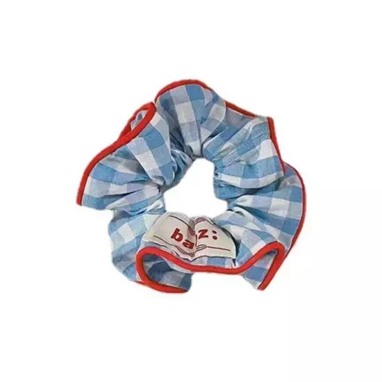 White and Blue Plaid Scrunchies -Elastic Hair Tie and Ponytail Holder for Women~