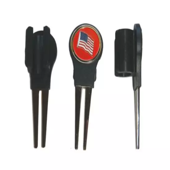 New Putter Mounted Divot Tool and Ball Marker - US FLAGS 3 PACK