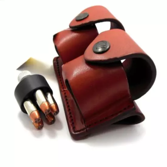 TAGUA GUNLEATHER BROWN LEATHER DOUBLE SPEEDLOADER POUCH for 38 357