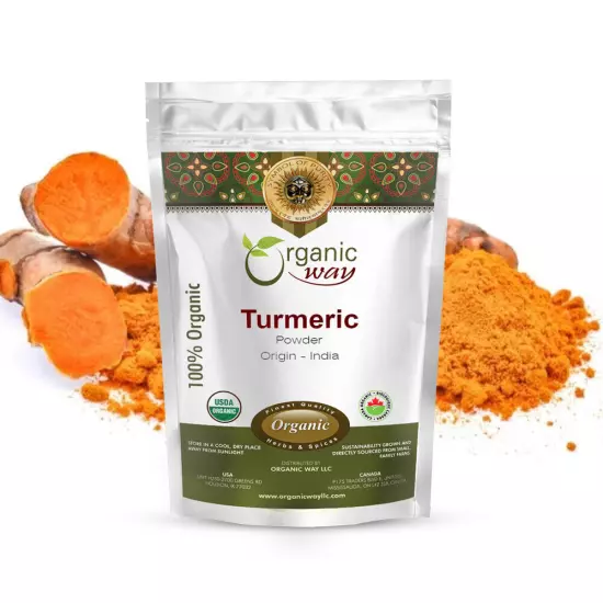 Organic Way Turmeric / Haldi Root Powder - Organic, Kosher & USDA Certified