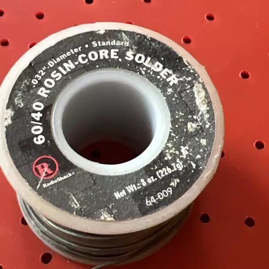 Radio Shack 64-009 Pound Rosin Core Solder Spool 60/40 Thickness .032” Diameter