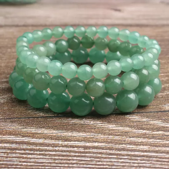 Natural Green Aventurine Stone Bracelet Green Crystal round smouth