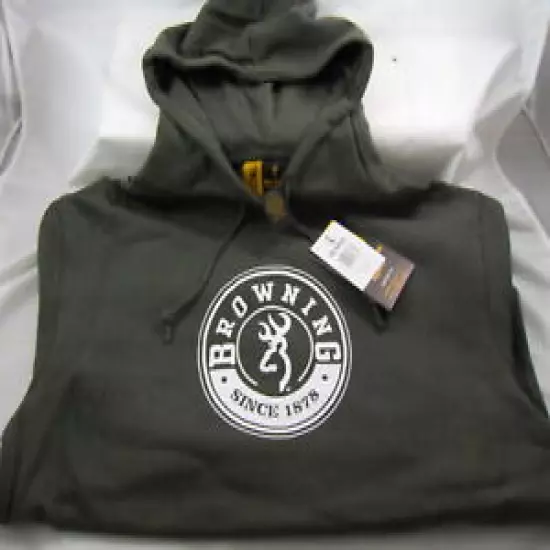 BROWNING HOODED SWEATSHIRT BUCKMARK HOODIE MIL GREEN