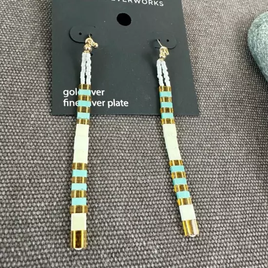 NWT Belk Silverworks Beaded Southwestern Earrings Pierced Dangle