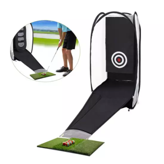 6-Ball Golf Practice Hitting Net Portable Backyard Home Chipping Target W/ Turf