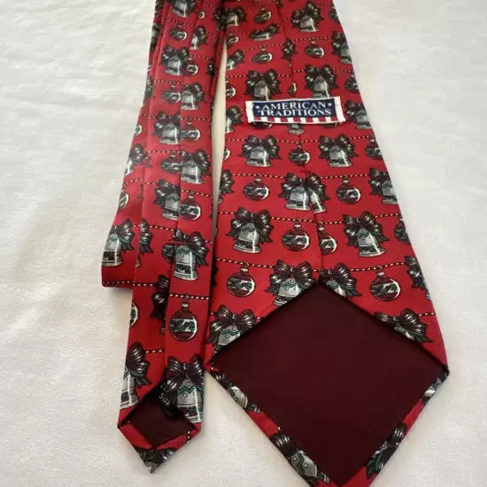 American Traditions Christmas Bells Red Men’s SILK Neck Tie