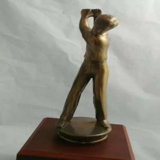 Vintage Metal Golf Trophy 16 Inches Tall Missing Club Brass Tone Heavy Man Cave