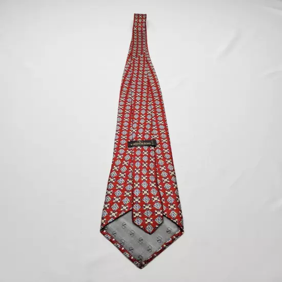 Vintage Valentino Cravatte 100% Silk Handmade Geometric Tie 80's Made In Italy 