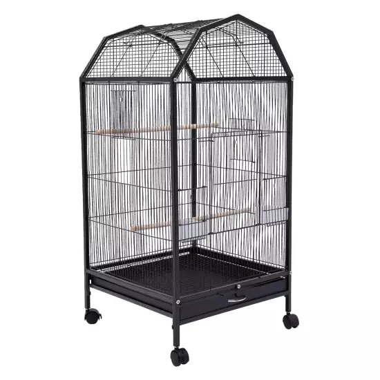 Spacious Metal Cage with Stand for Large Finch Flight Perfect Pet Home,Black