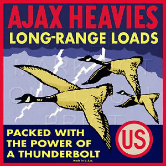 Reproduced Vintage U.S. Ammo AJAX Shell Box Label on Graphic Canvas