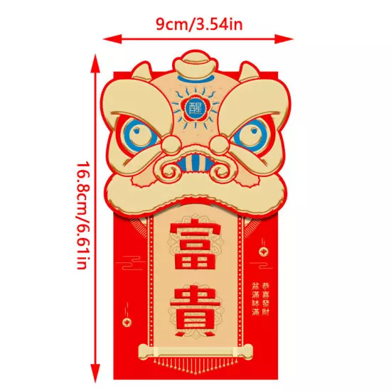 6PCS Chinese Red Envelopes 2024 Year Of The Dragon Spring Festival Red PackeJO