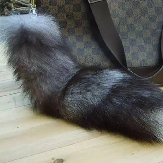 Fluffy Real Fox Fur Tail Keychain Tassel Bag Cosplay Toy Handbag Accessory Hook 