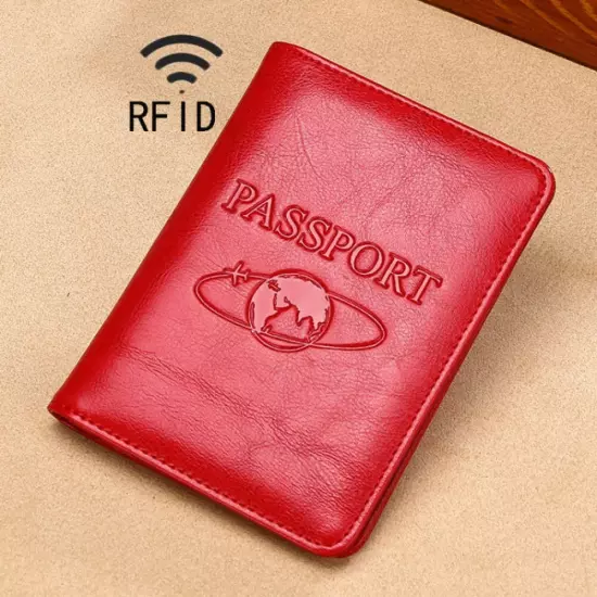 TP-8296 Multi-functional RFID Leather Travel Passport Holder(Red)