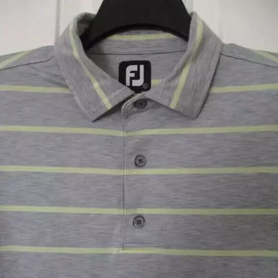 FootJoy Mens S/S "Brentwood" C.C. (CA) Gray Yellow Stretch Golf Polo Shirt-Large