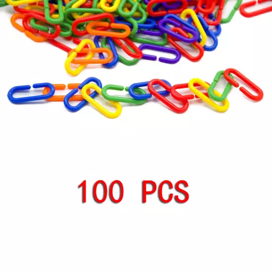 100 Pcs Durable Plastic Counting C Chain C-Links Parrot Bird Baby Toy DIY Parts