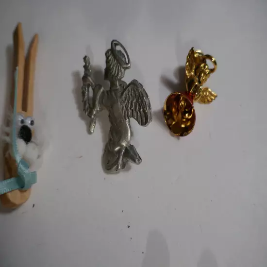 Vintage Christmas earrings & pin LOT Santa , Snowman & Angels 11 pcs