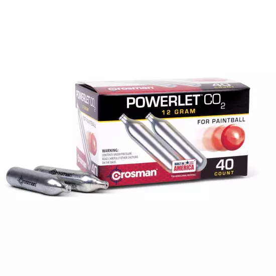 Crosman 12 Gram Powerlet CC40PB 40 COUNT CO2, for Airguns Sport and Outdoor Fun