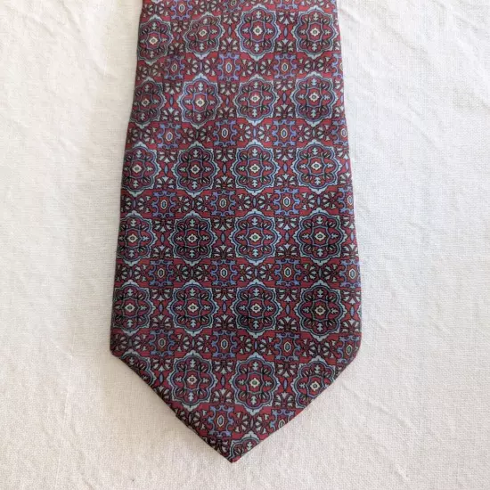 MEN'S ALL SILK TIE NECKTIE BY BERT PULITZER INTRICATE DESIGN Blue, Red, Grey