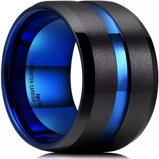 6Mm 7Mm 8Mm Groove Tungsten Carbide Wedding Ring for Men Black/Silver/Rainbow/Ro