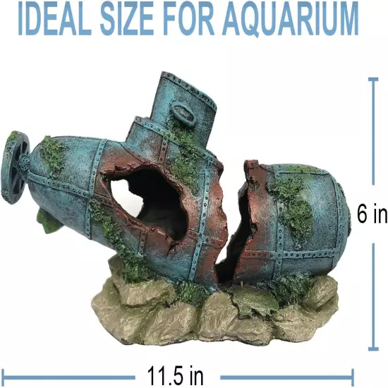 Aquarium Submarine Ornaments Shipwreck Decorations - Resin Material Sunken Ship