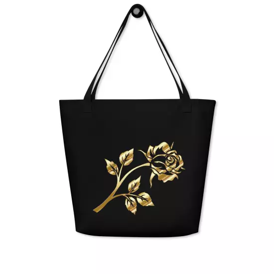 Goldd Rose All-Over Print Large Tote Bag Floral 