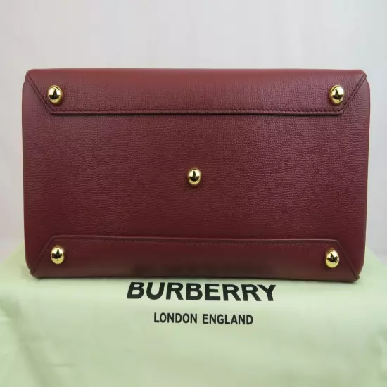 $1790 BURBERRY MD BANNER CRIMSON LEATHER CHECK CANVAS SHOULDER MEDIUM TOTE BAG