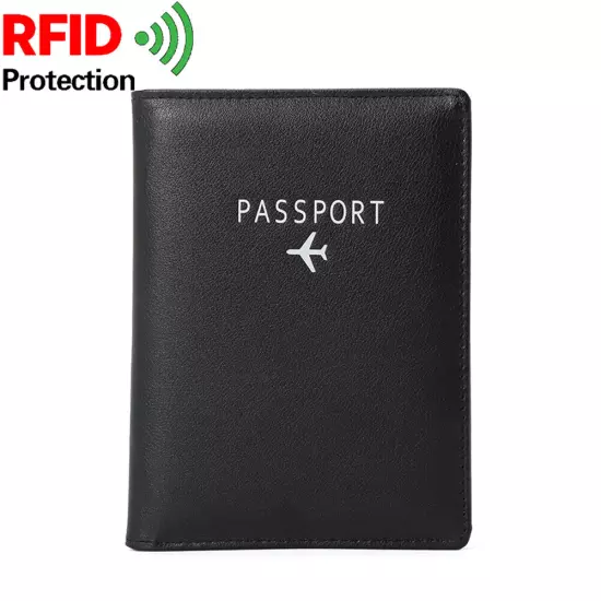 2Pcs Slim Leather Travel Passport Wallet RFID Blocking ID Card Case Cover