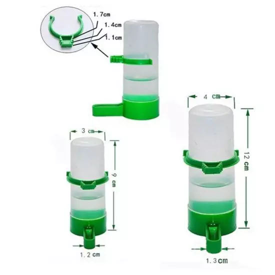 Bird Water Dispensers Pet Drinker Feeders For Cage Budgie Parakeet 60/140ml US *