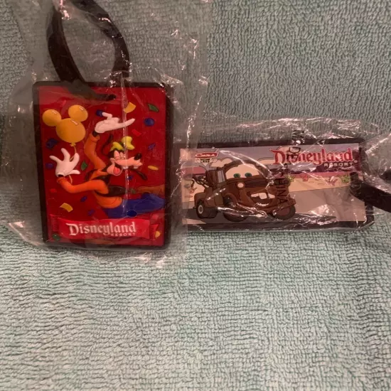 Goofy and Mater Luggage Tags, - Brand new in plastic Collectible