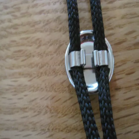 Black Nylon Bolo Tie--Silver Dime