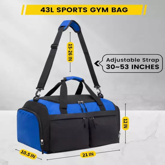 Gym Bag for Men - 21 Inches Duffle Bag Women Lightweight Duffel Bag with Wet Poc