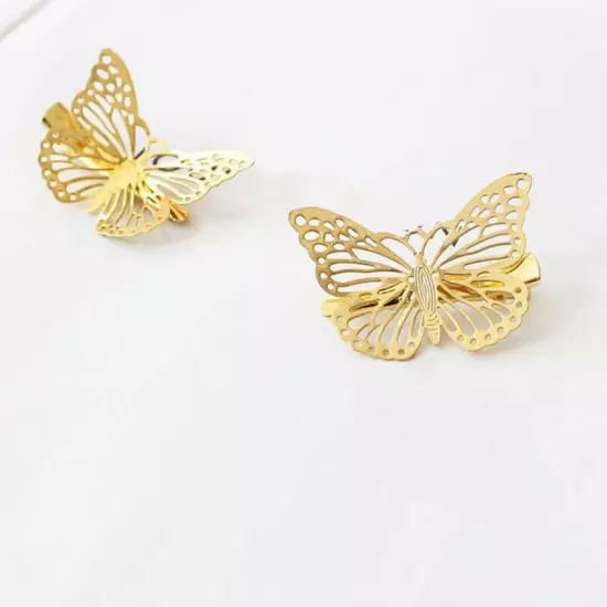 Elegant Women Gold Butterfly Hair Clip Hairpin Wedding Barrette Accessories