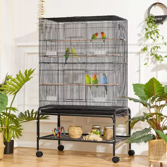 Large Bird Cage Parakeets Cockatiels Conures Lovebirds Parrots 53 Rolling Stand