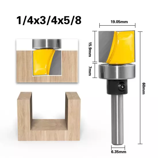 1/4" Shank Template Round Nose Core Box Bowl V-Groove Flush Trim Router Bit Set