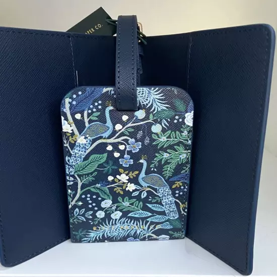 Rifle Paper Co. Company PEACOCK PASSPORT HOLDER & LUGGAGE TAG Matching Set NEW