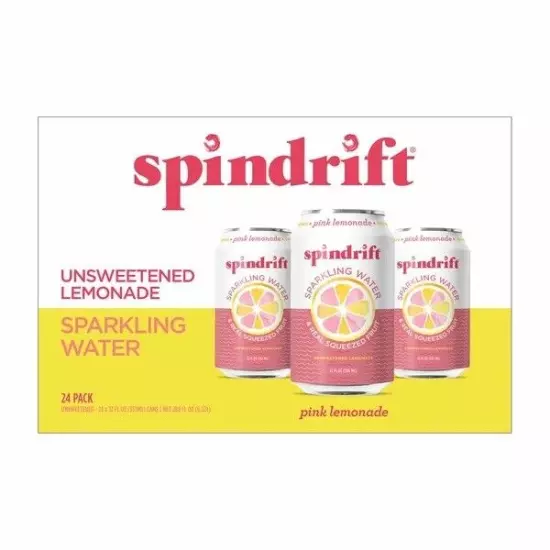 Spindrift Sparkling Water, Pink Lemonade, 12 Fluid Ounce (Pack of 24)