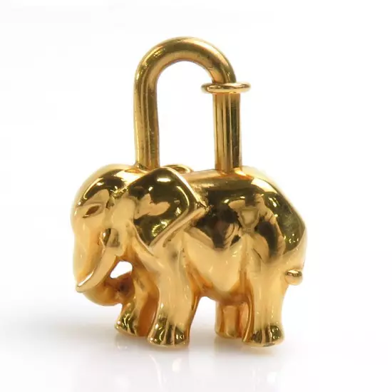 Hermes Authentic Cadena Padlock Animal Motif Gold-tone Metal 3.7x2.8cm No Box