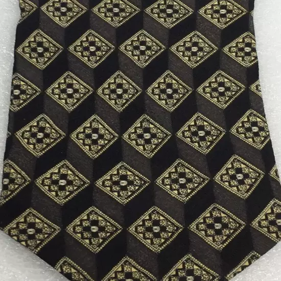 Valentino Italy Black Gray Beige Diamond Silk Tie Men's Classic 3.8" x 55"