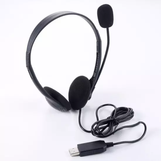 USB Headset Headphone with Microphone Noise Cancelling for PC Computer Call Chat