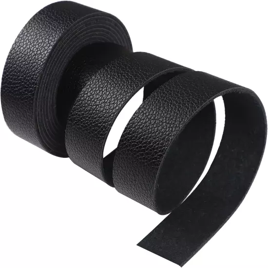 Lychee Pattern Black Leather Strap 90 Inches Long 1 Inch Wide, Leather Belt Stri