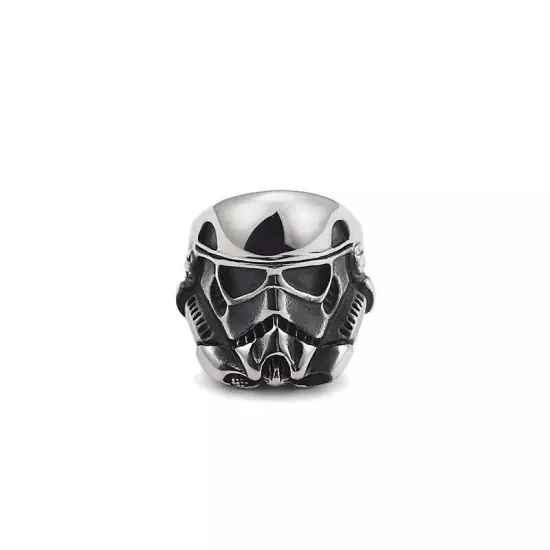 Storm Trooper Warrior Helmet Ring Stainless Steel War Robot Biker Punk Men Ring